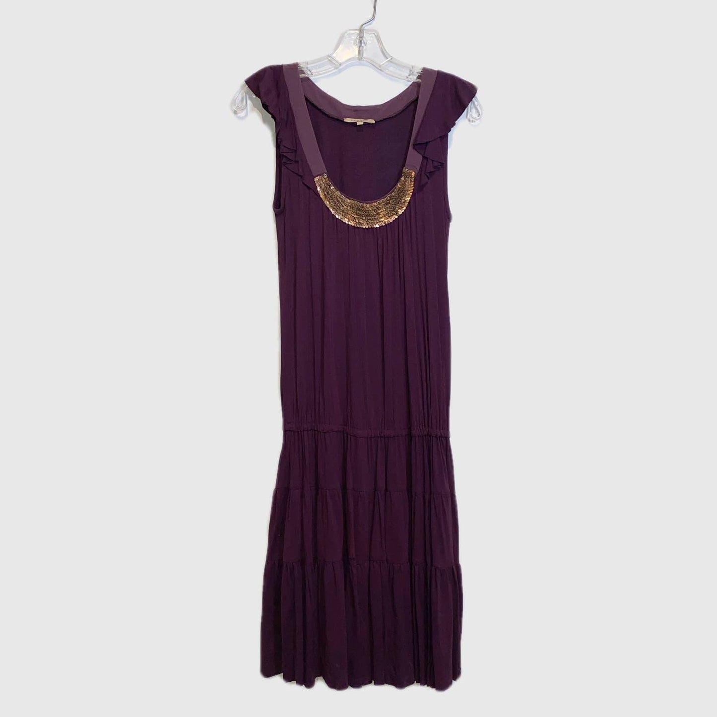 SANDRO Purple and Gold Embellished Dress