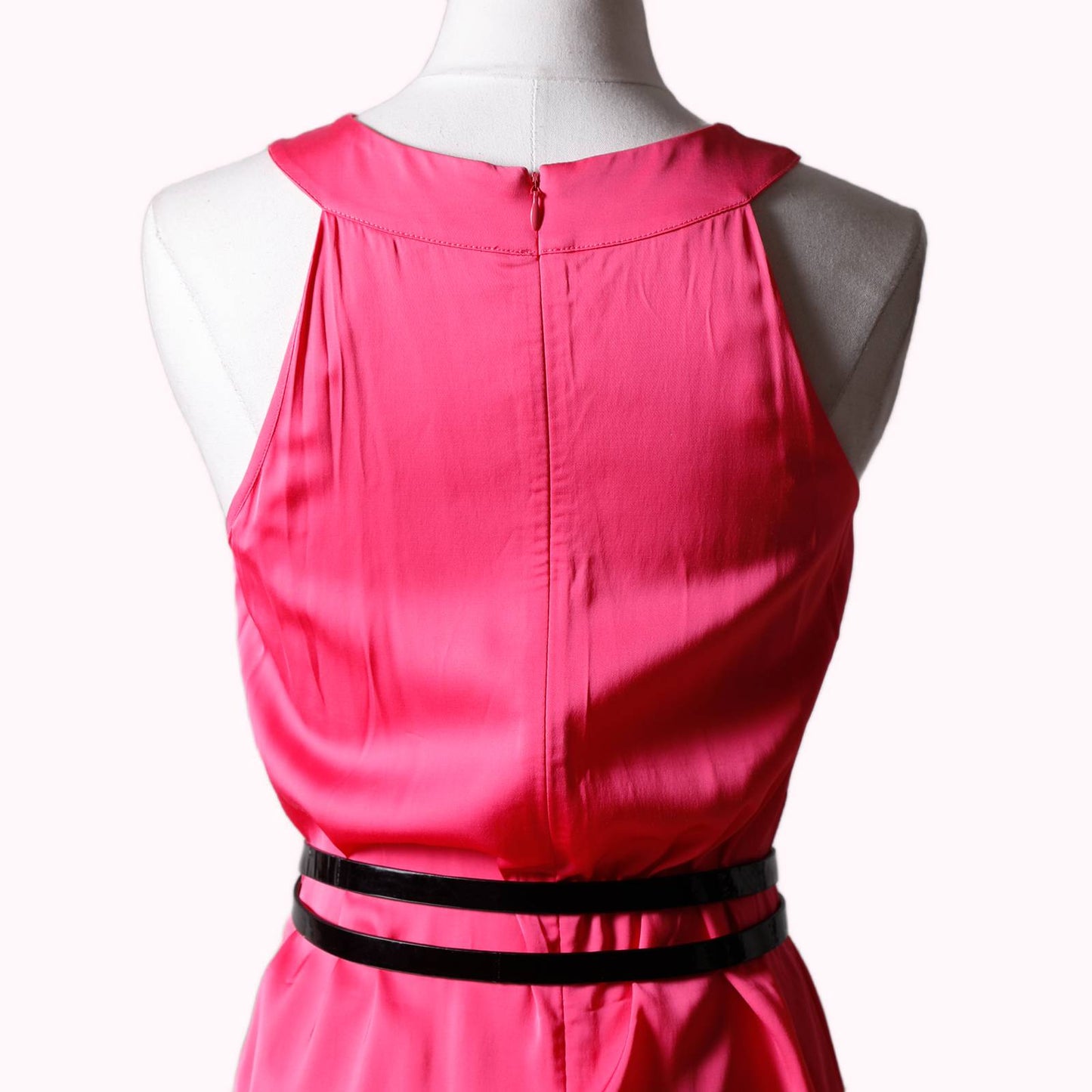 THEORY Crew Neck Neon Pink Mini Dress