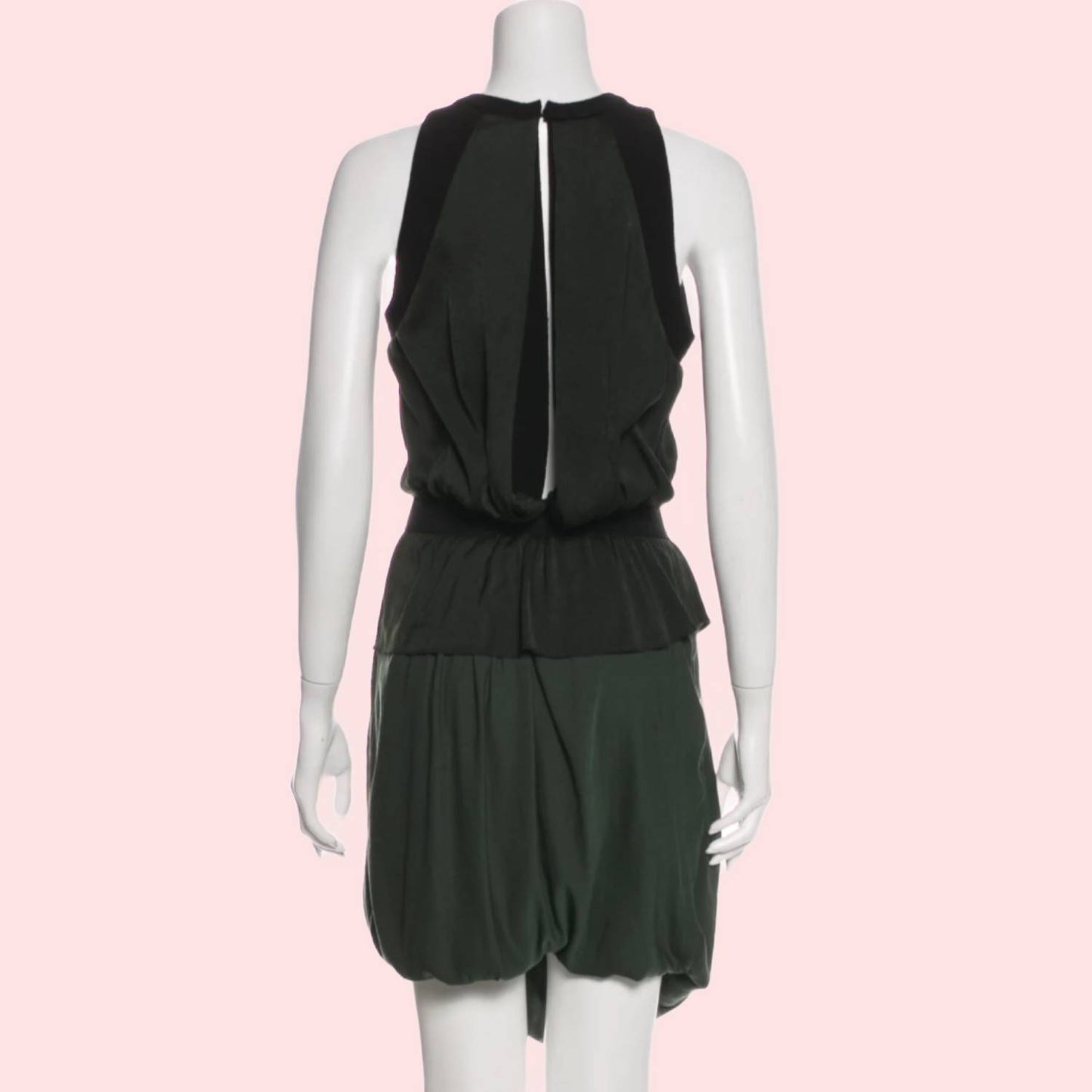 A.L.C Black and Green Draped Sleeveless Dress