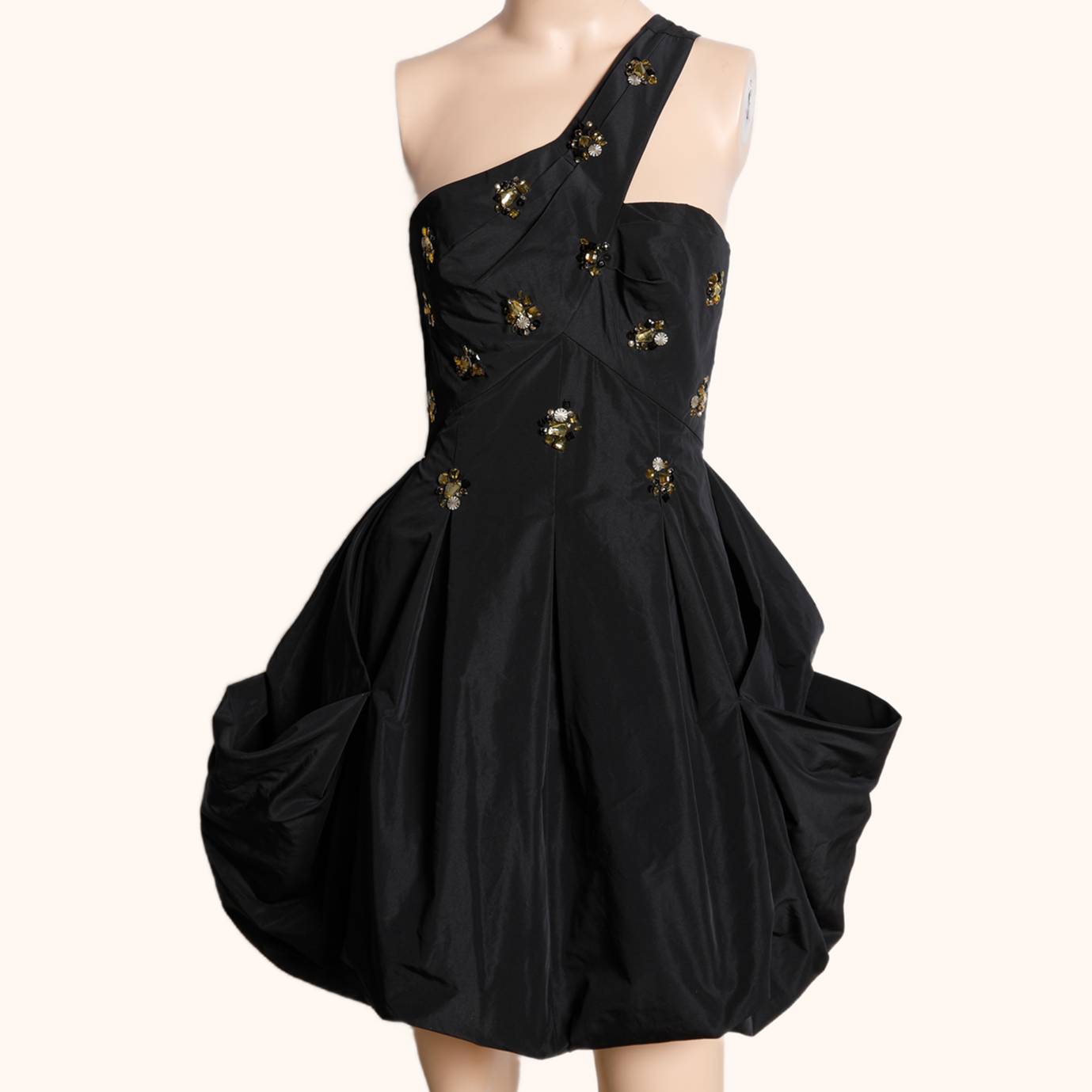 BCBGMAXAZRIA Black One Shoulder Embellished Cocktail Dress BCBGMAXAZRIA Black One Shoulder Embellished Cocktail Dress