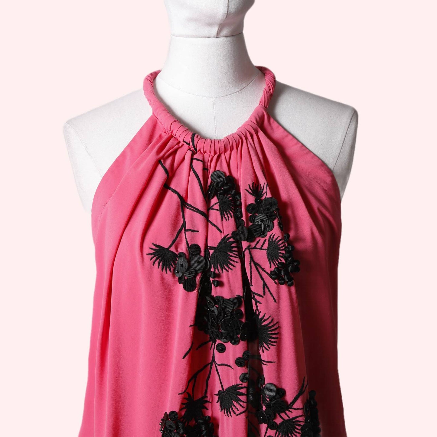 ROBERT RODRIGUEZ Pink Embellished Halter Dress