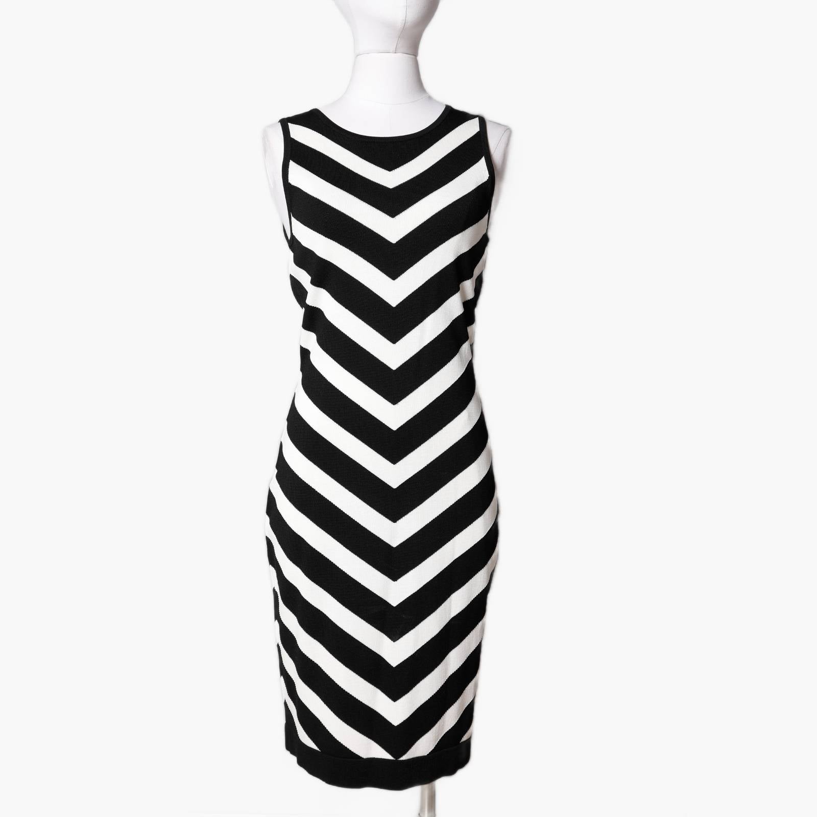 VINCE CAMUTO Black and White Striped Sleeveless Knit DressW The Untitled Boutique VINCE CAMUTO Black and White Striped Sleeveless Knit DressW The Untitled Boutique