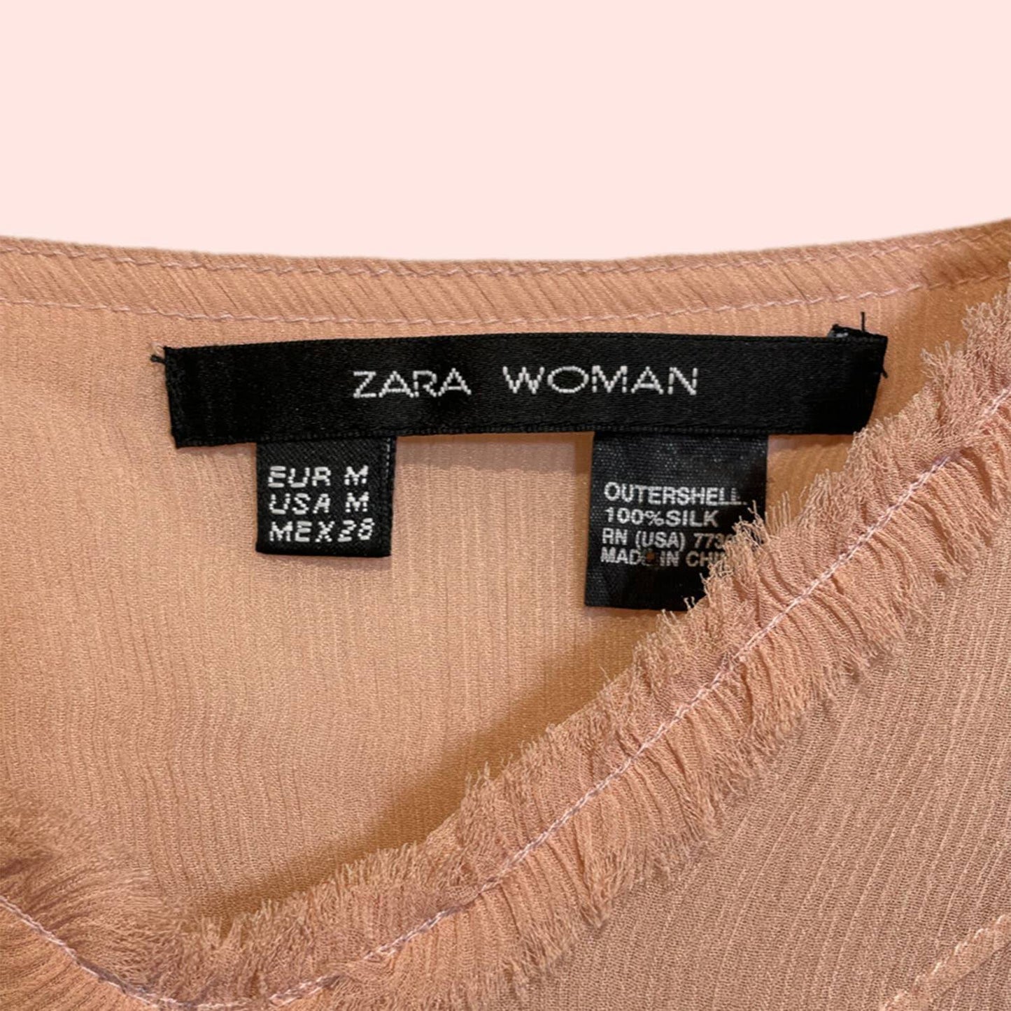 ZARA Vintage Pale Pink Spaghetti Strap Silk Top