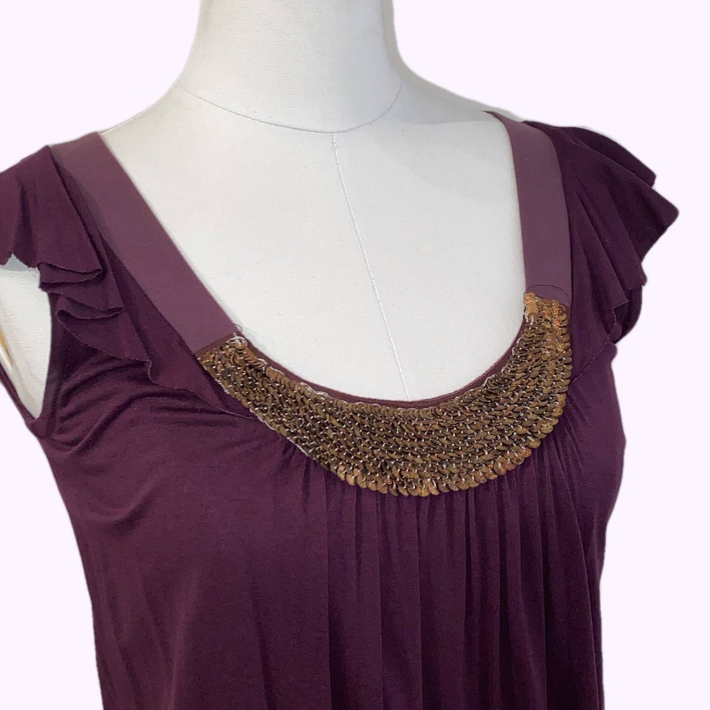 SANDRO Purple and Gold Embellished Dress