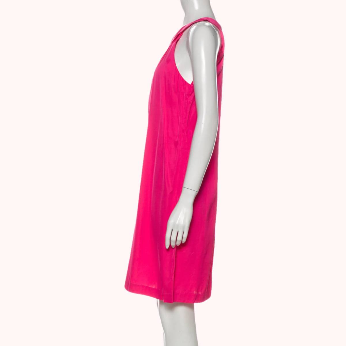 THEORY Crew Neck Neon Pink Mini Dress