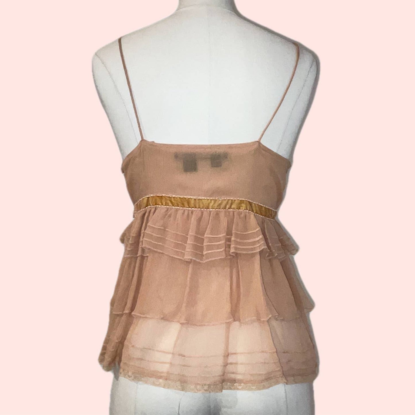 ZARA Vintage Pale Pink Spaghetti Strap Silk Top