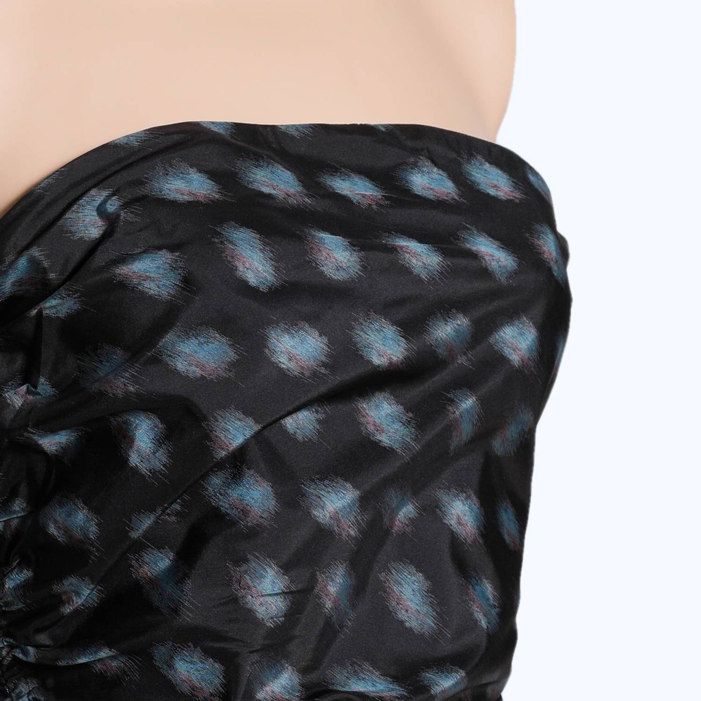 LOUIS VUITTON Blue and Black Patterned Silk Bustier Top