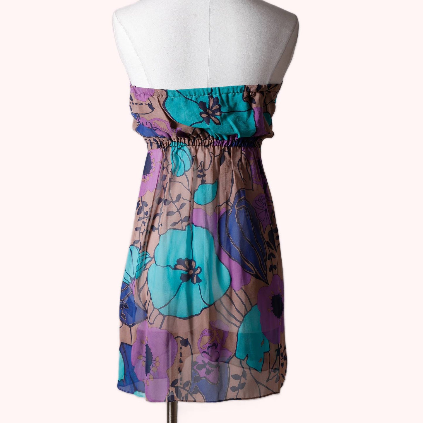 TIBI Silk Strapless Floral Multicolor Silk Dress
