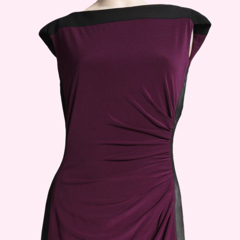 RALPH LAUREN Purple and Black Short Sleeve Dress