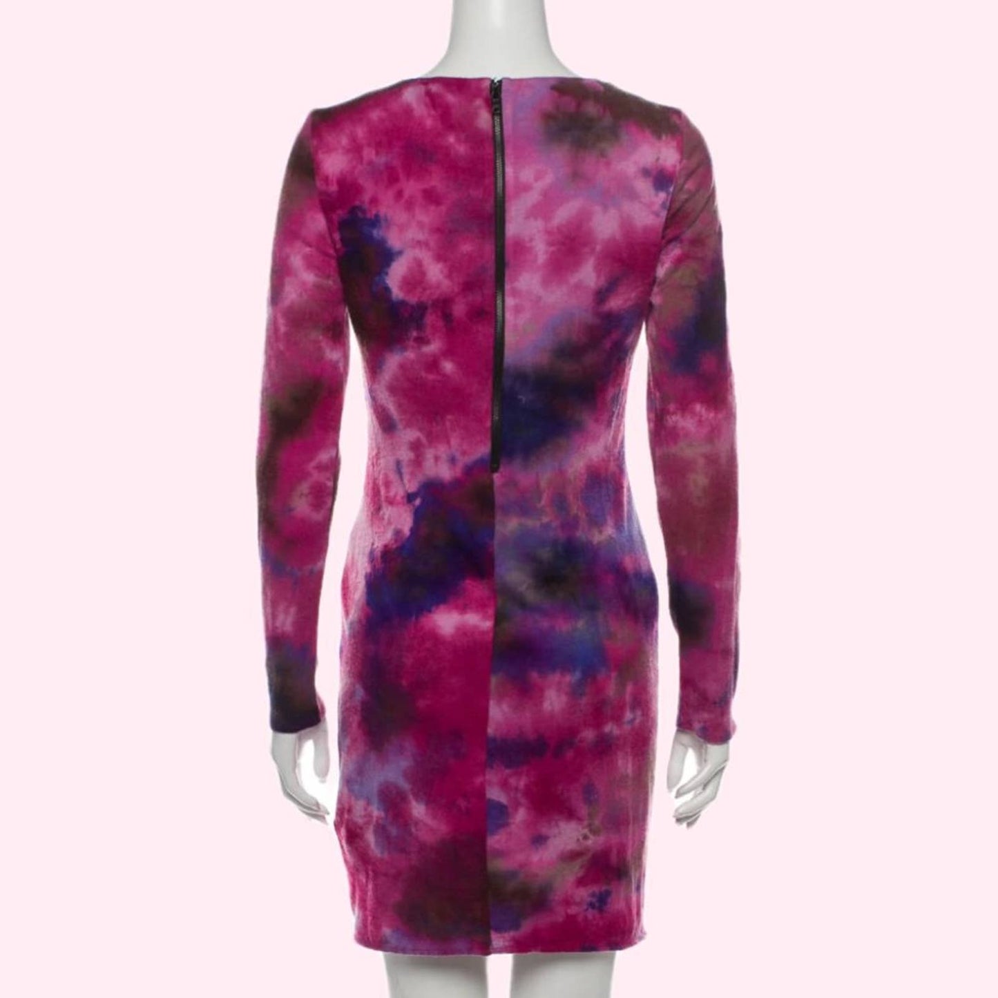 ALICE + OLIVIA Pink Tie-Dye Print Long Sleeve Dress