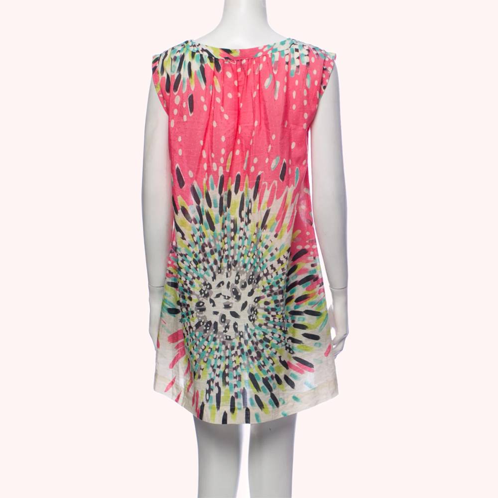 PAUL & JOE Sleeveless Printed Mini Cotton/Silk Tunic Dress