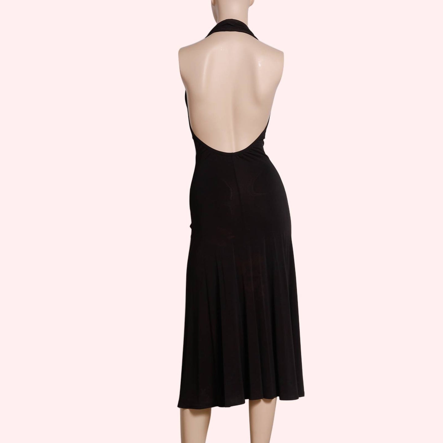 PLEIN SUD SUN Black Deep V Neck Halter Dress