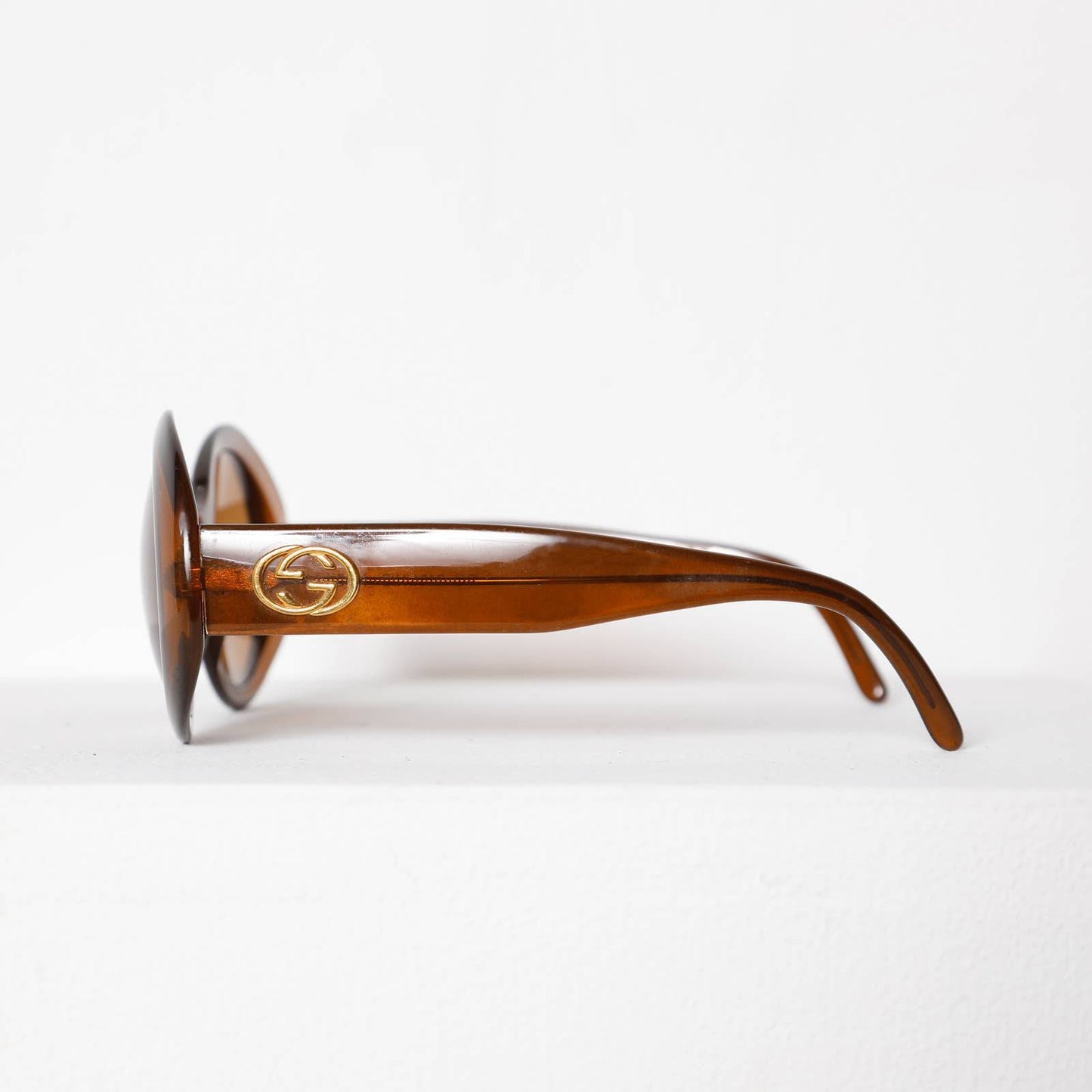 GUCCI Brown Round Retro Style Sunglasses