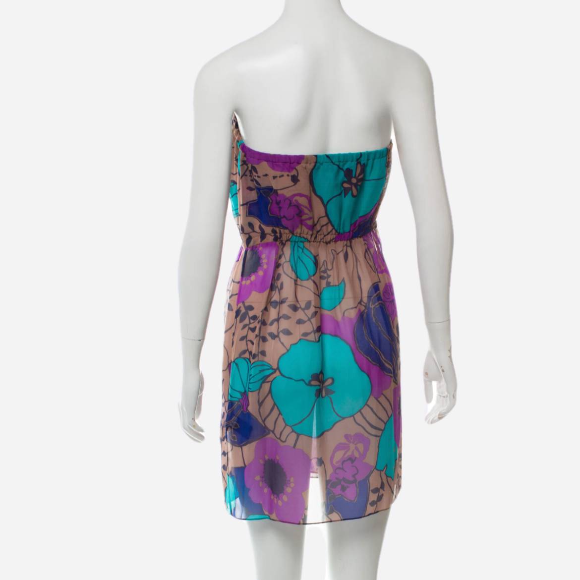 TIBI Silk Strapless Floral Multicolor Silk Dress