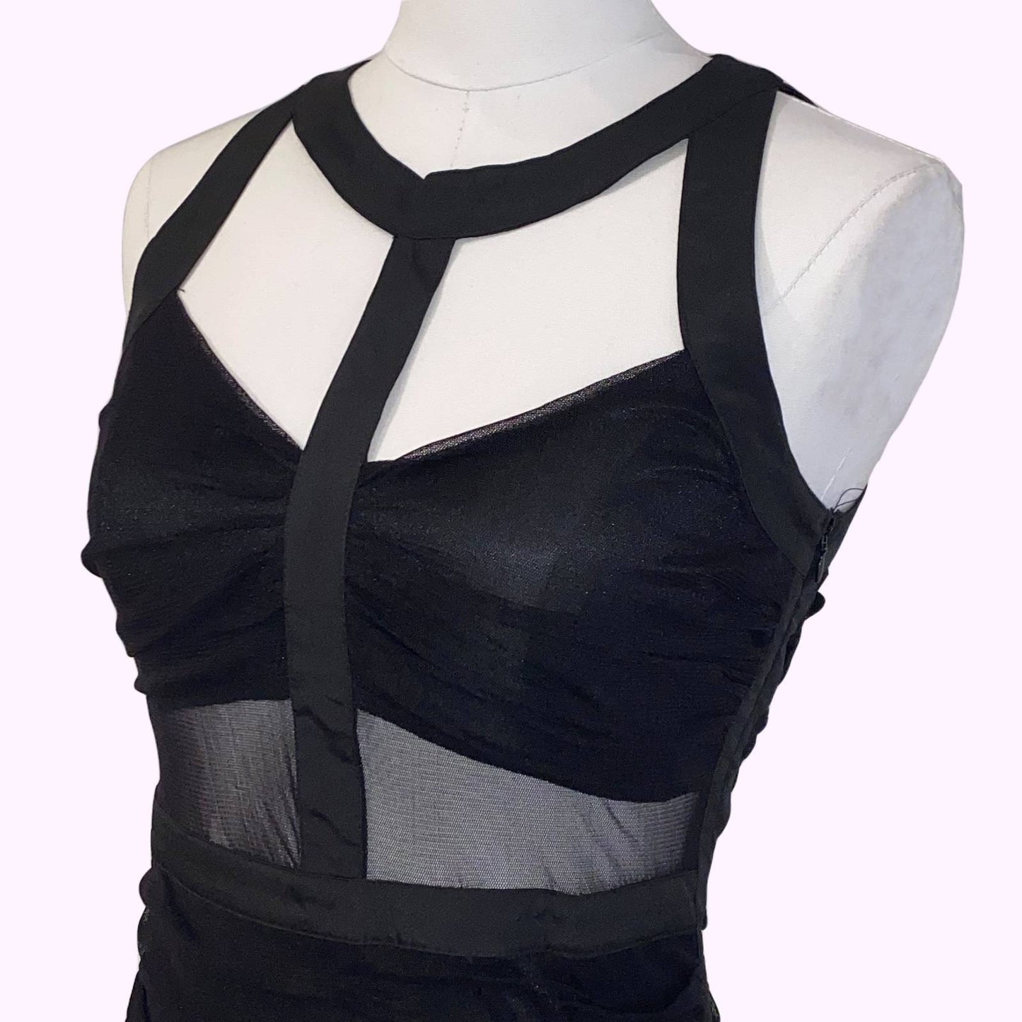 LOVEY DOVEY Black Bodycon Cut Out Dress with Mesh Details