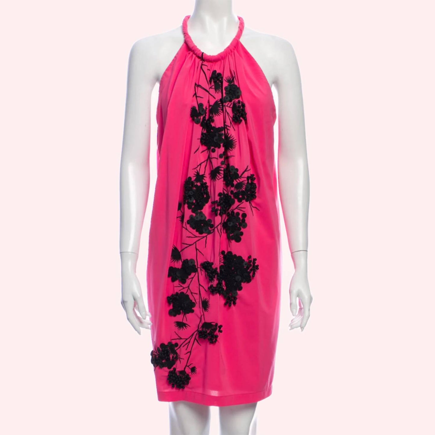ROBERT RODRIGUEZ Pink Embellished Halter Dress