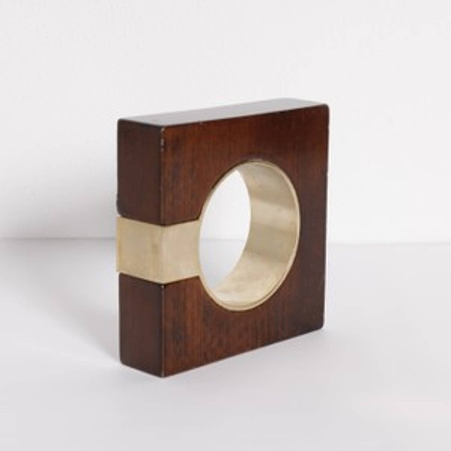 GIVENCHY PARIS Dark Wood with Gold Accents Square Bangle Bracelet