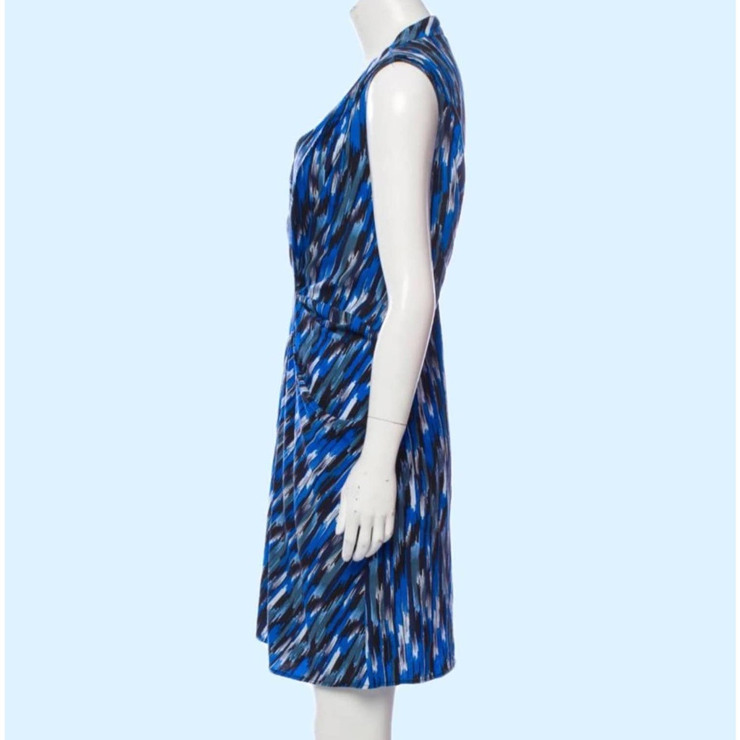 THAKOON Blue, Black and White Abstract Printed Sleeveless Dress