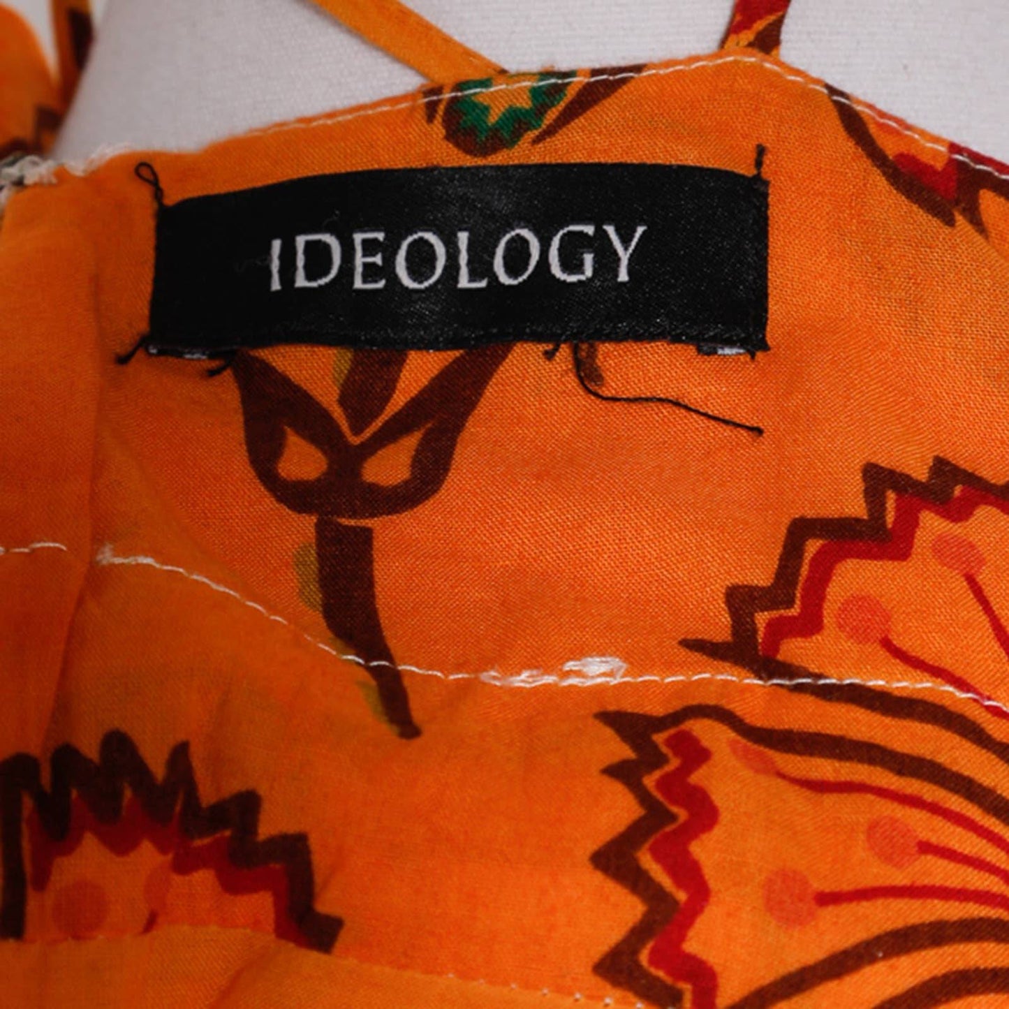 IDEOLOGY Orange Floral Sequined Spaghetti Strap Dress