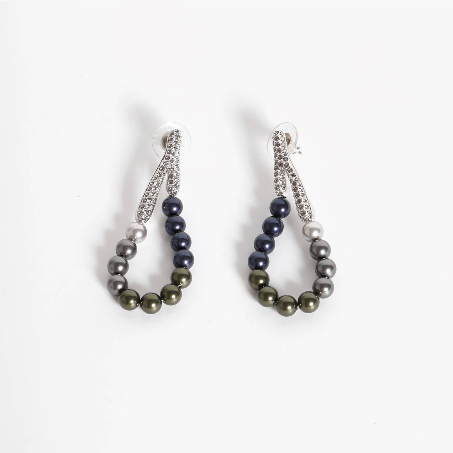 SWAROVSKI Blue, Green, Silver Pearl and Crystal Earrings