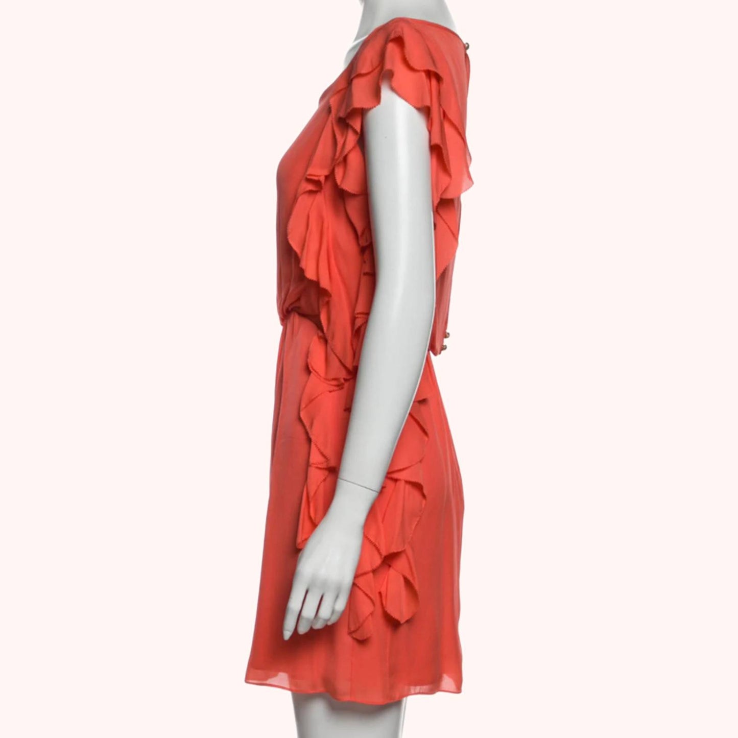 TIBI Orange Silk Ruffled Dress