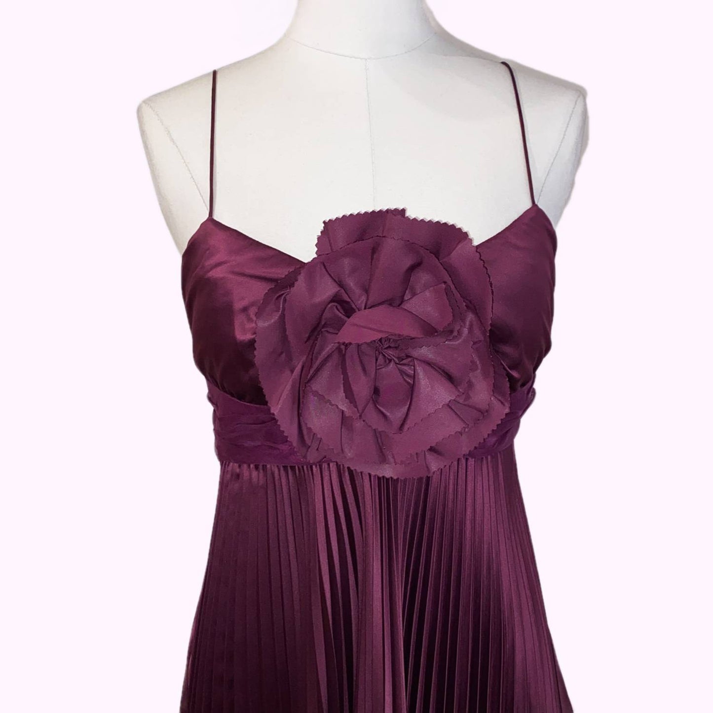 VIVIENNE TAM Purple Silk Pleated Dress with Flower Detail