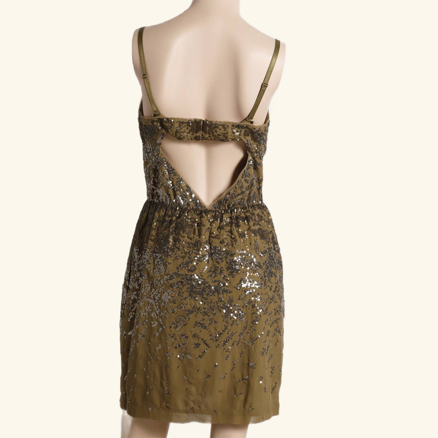 BCBGMAXAZRIA Gold Metallic Sequin Sleeveless Dress
