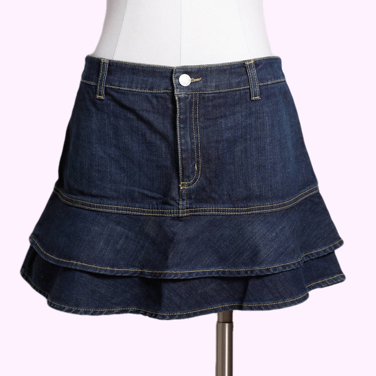 BCBGMAXAZRIA Dark Denim Ruffled Mini Skirt