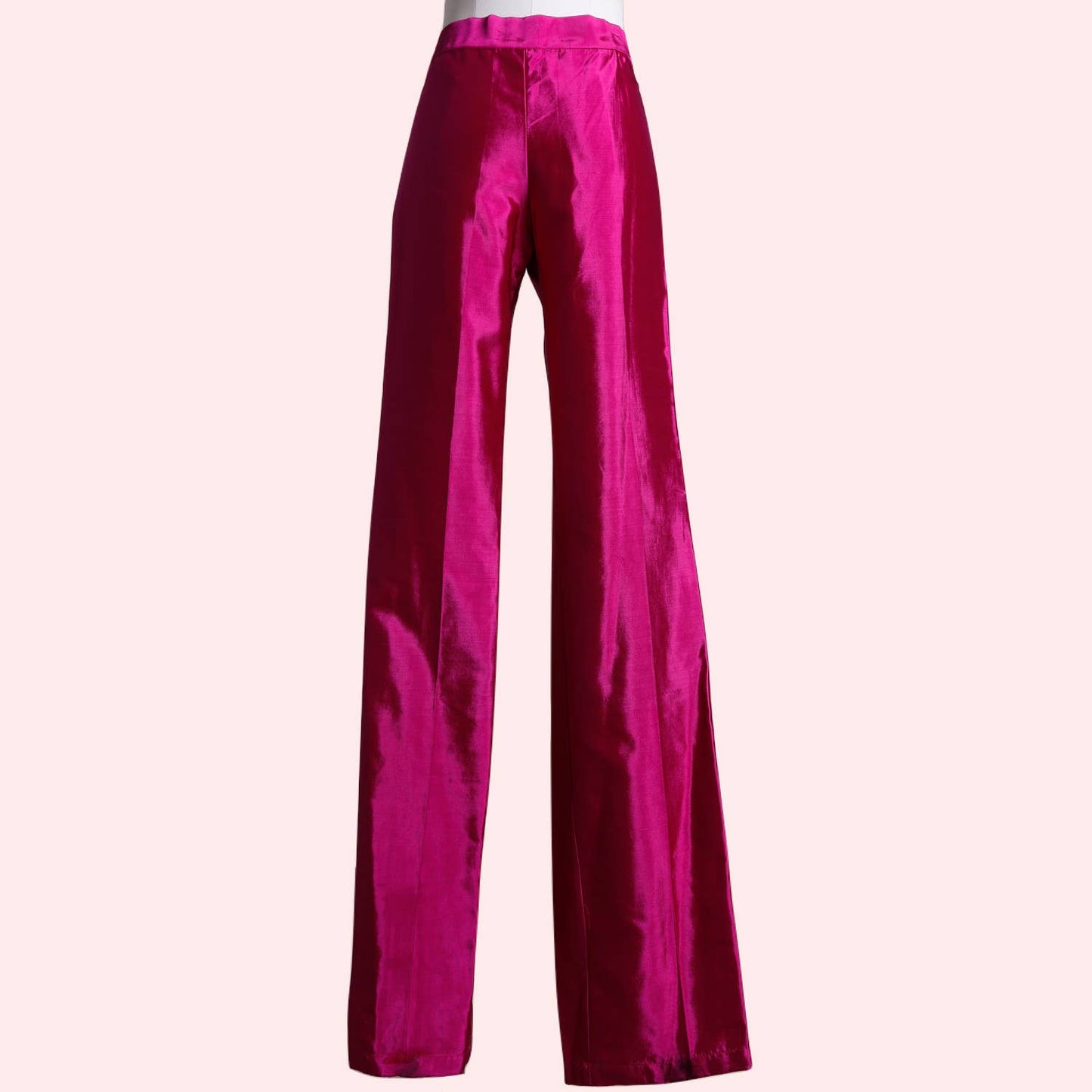 MALAN BRETON Pink Fuchsia Silk Trousers