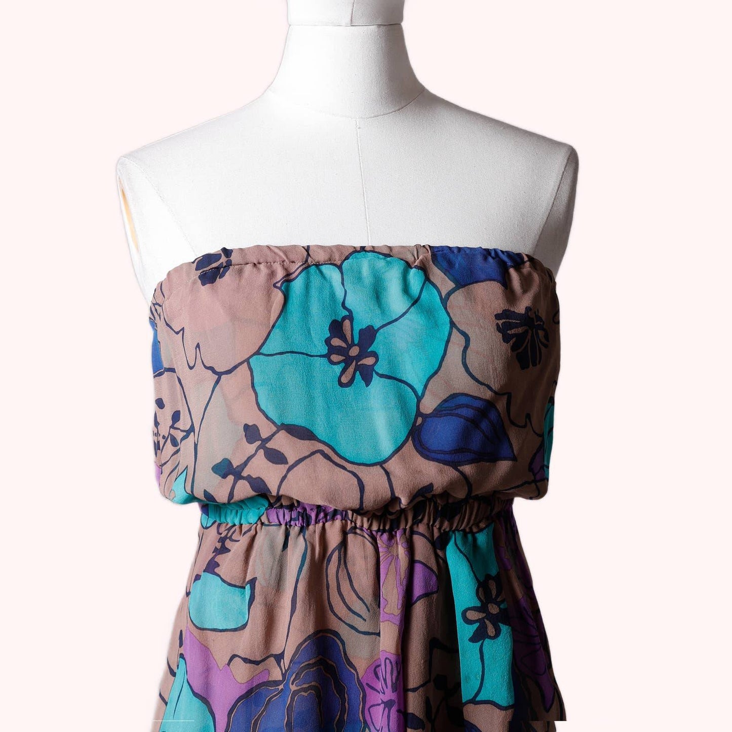 TIBI Silk Strapless Floral Multicolor Silk Dress