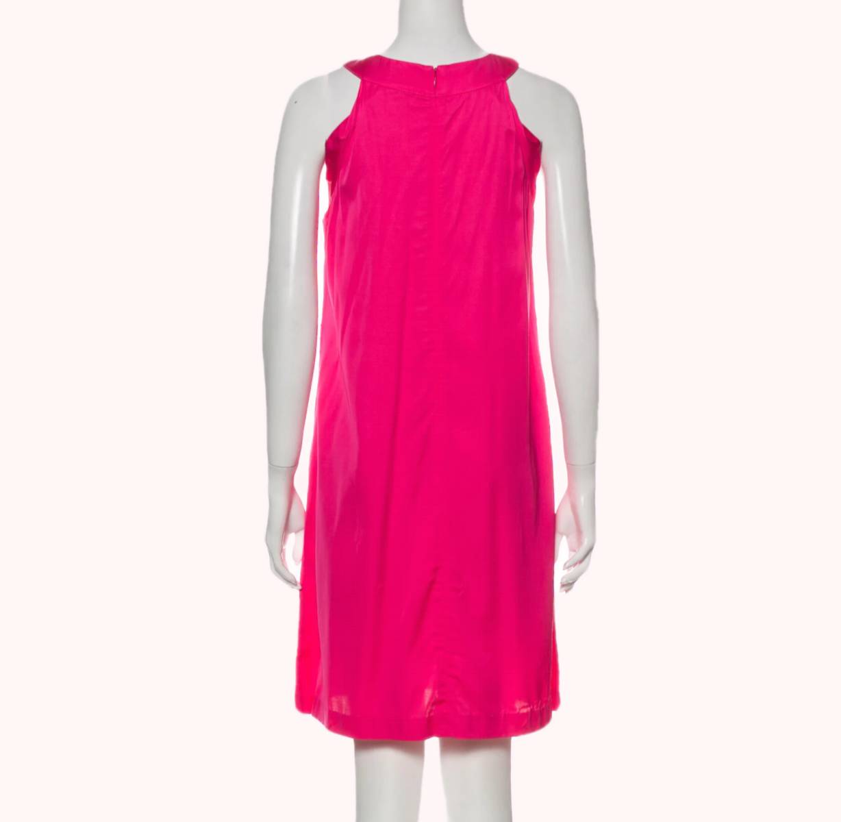THEORY Crew Neck Neon Pink Mini Dress