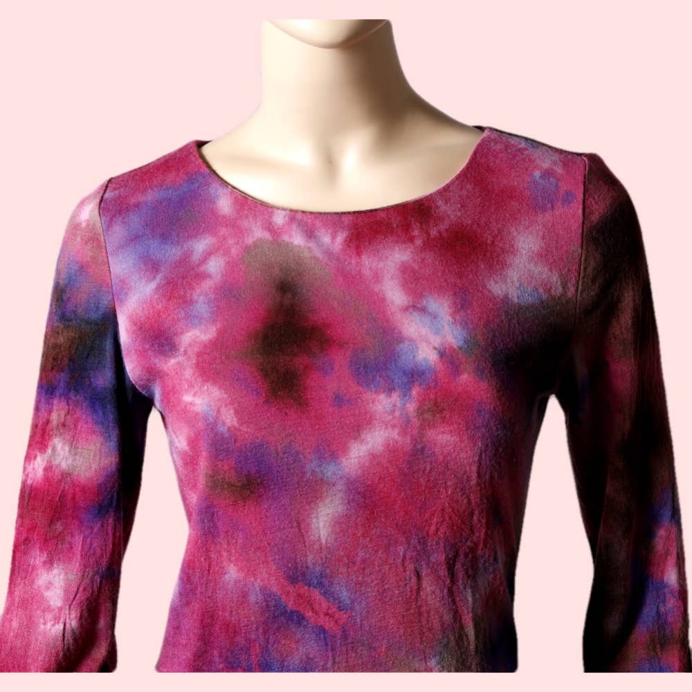 ALICE + OLIVIA Pink Tie-Dye Print Long Sleeve Dress