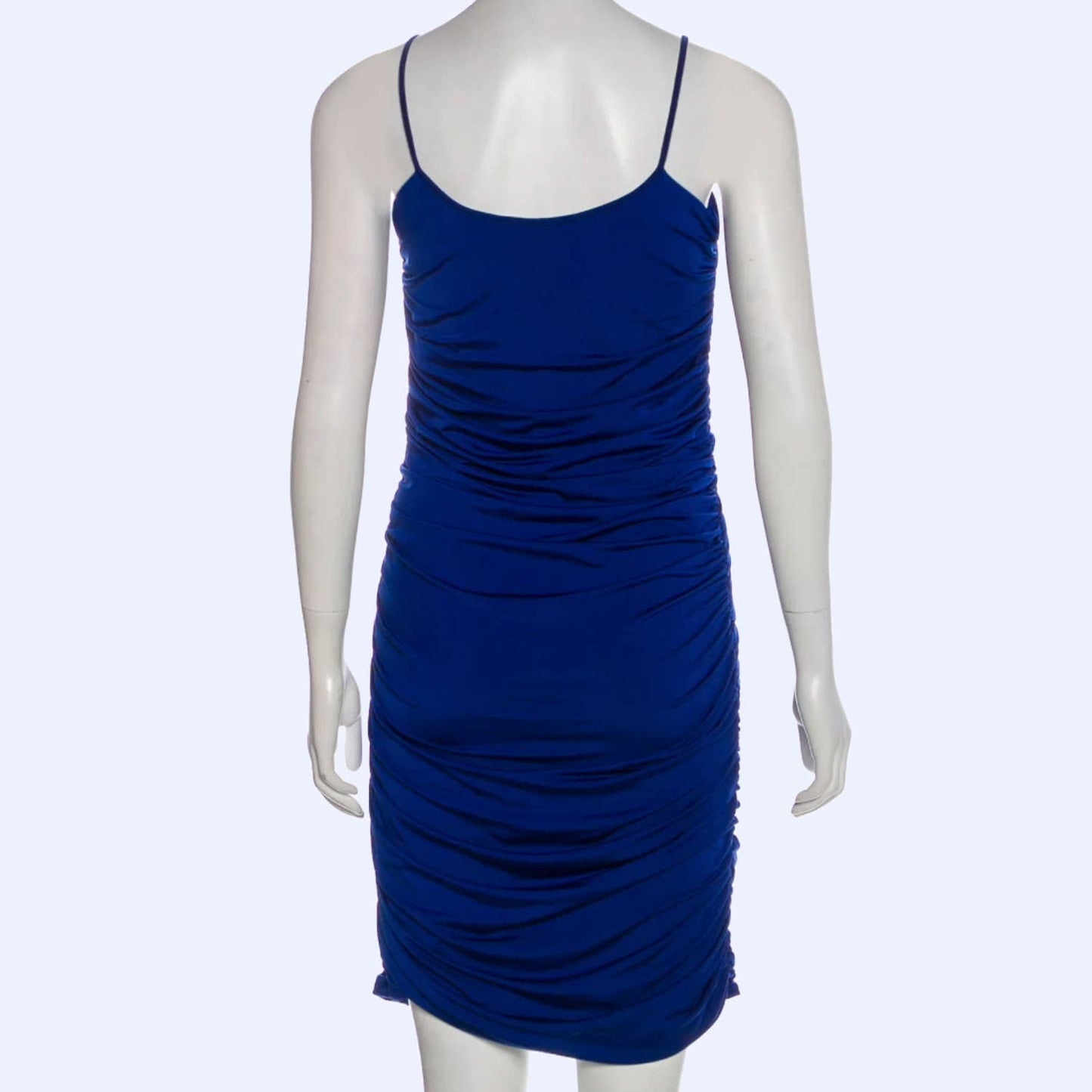 HALSTON HERITAGE Cobalt Blue Ruched Sleeveless Mini Dress