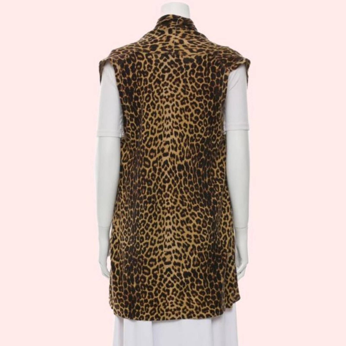 NEIMAN MARCUS Cheetah Print Open-Front Sweater Vest