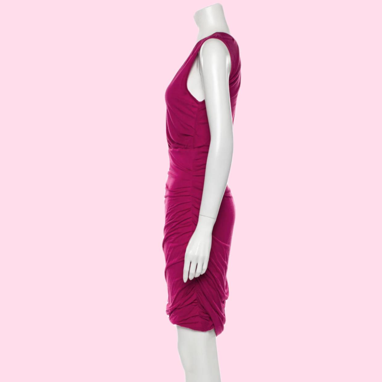 DIANE VON FURSTENBERG Magenta Pink Scoop Neck Knee Length Dress