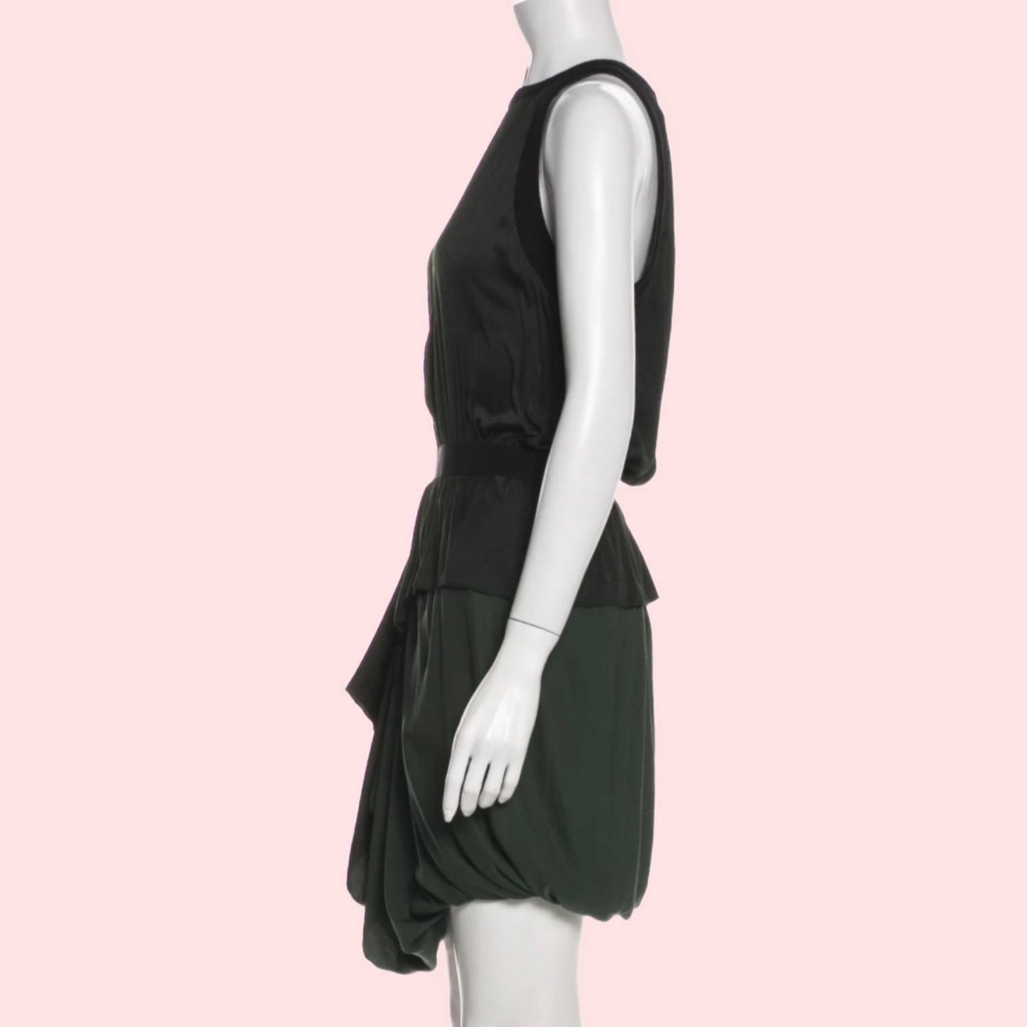 A.L.C Black and Green Draped Sleeveless Dress