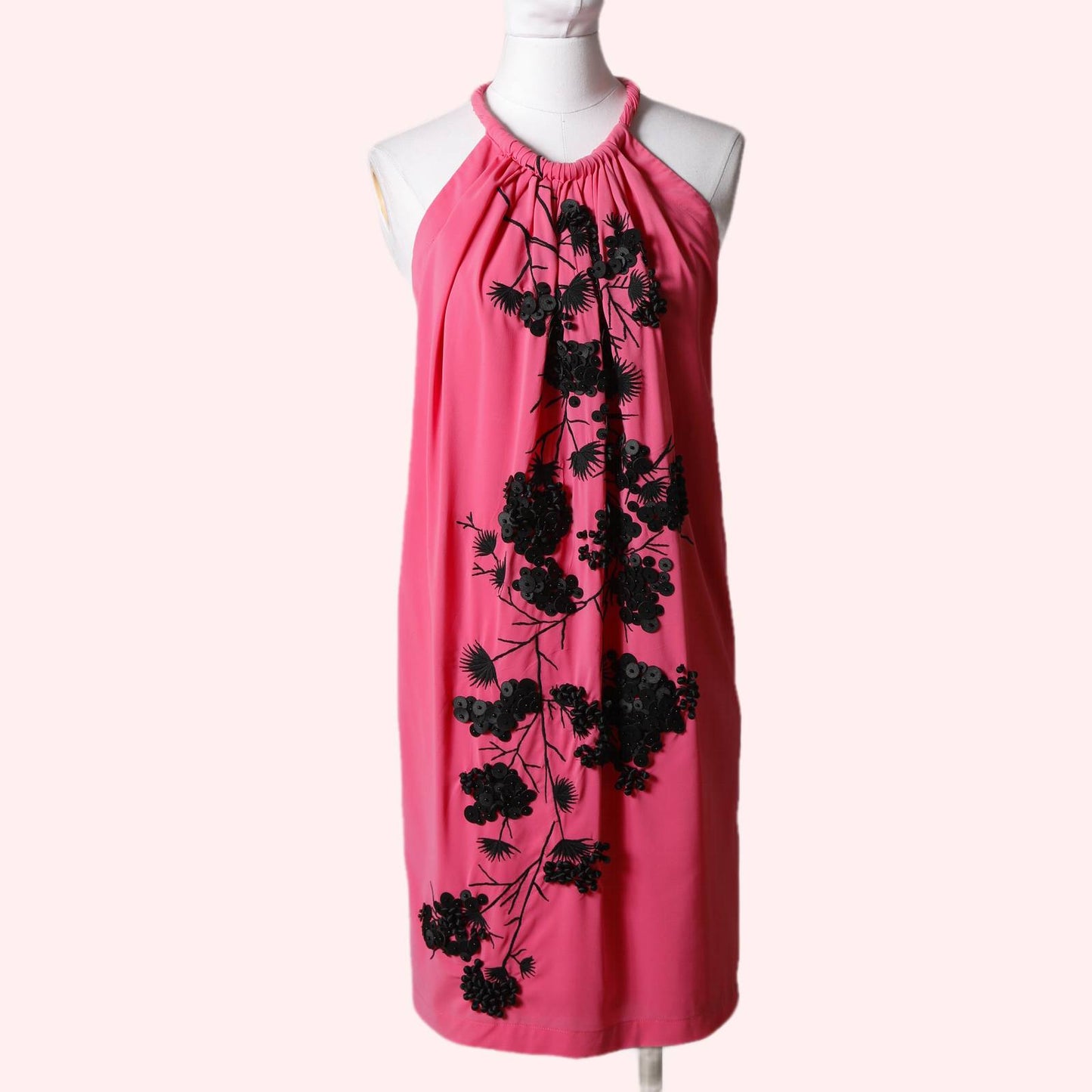 ROBERT RODRIGUEZ Pink Embellished Halter Dress