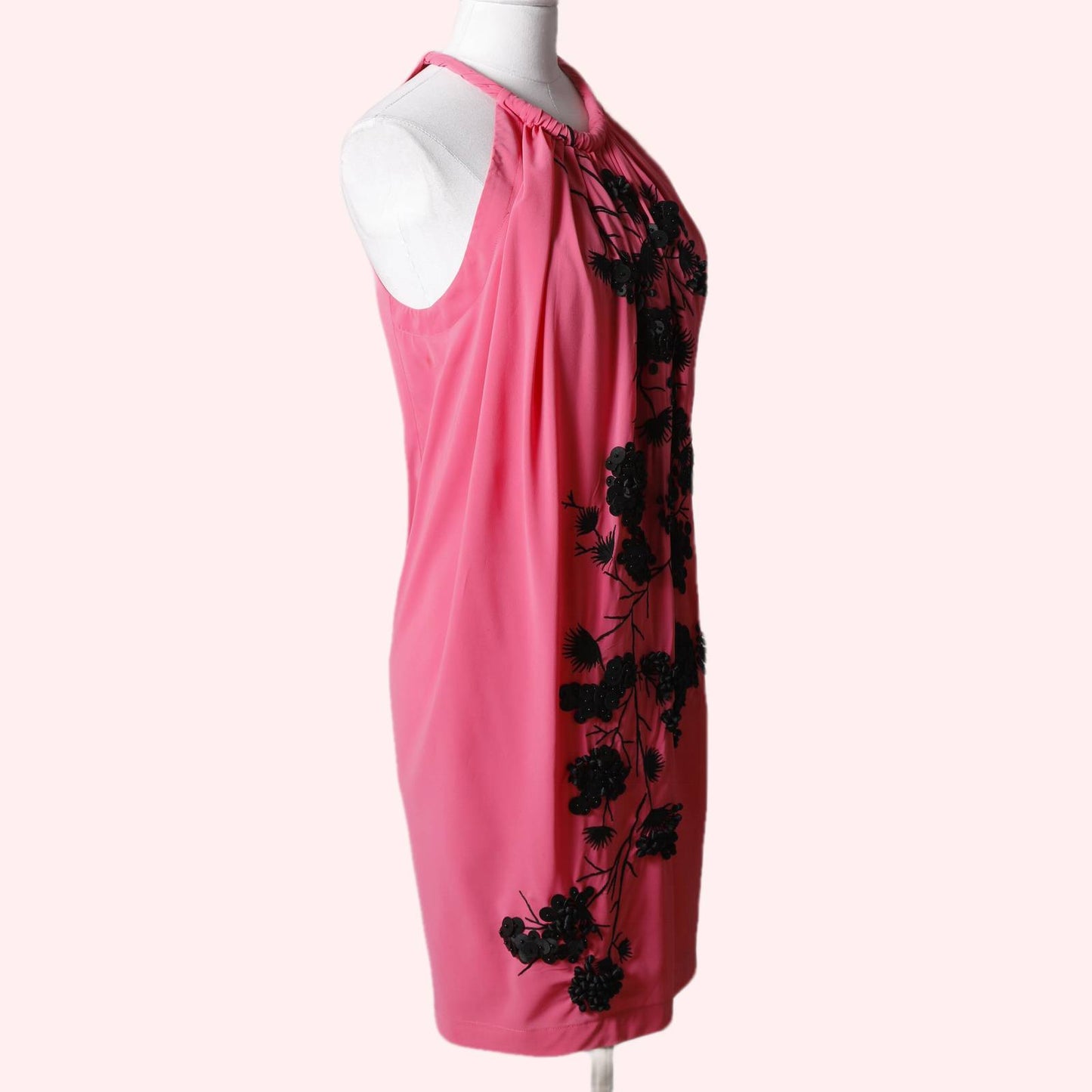 ROBERT RODRIGUEZ Pink Embellished Halter Dress