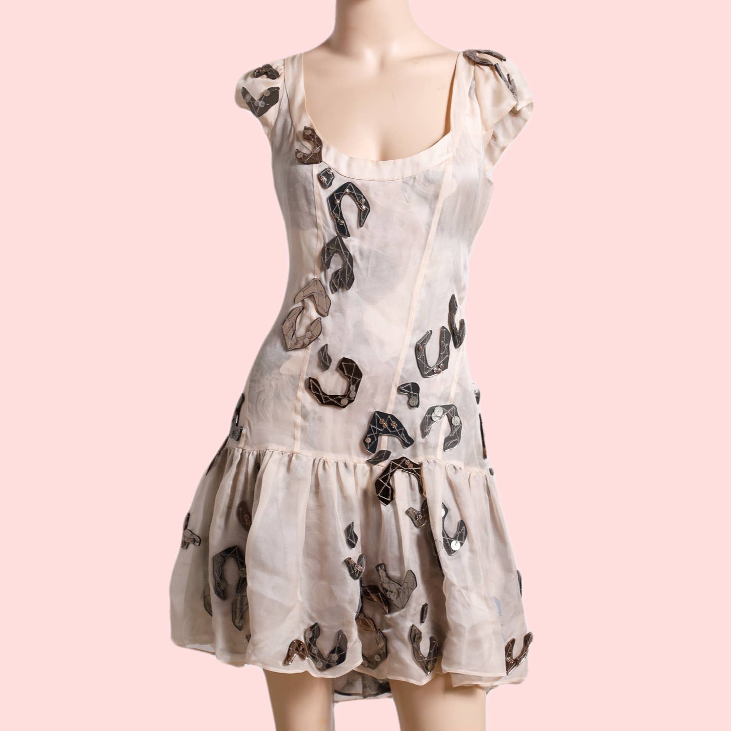 DIANE VON FURSTENBERG Pink Champagne Short Sleeve Dress with Silver Em The Untitled Boutique DIANE VON FURSTENBERG Pink Champagne Short Sleeve Dress with Silver Em The Untitled Boutique