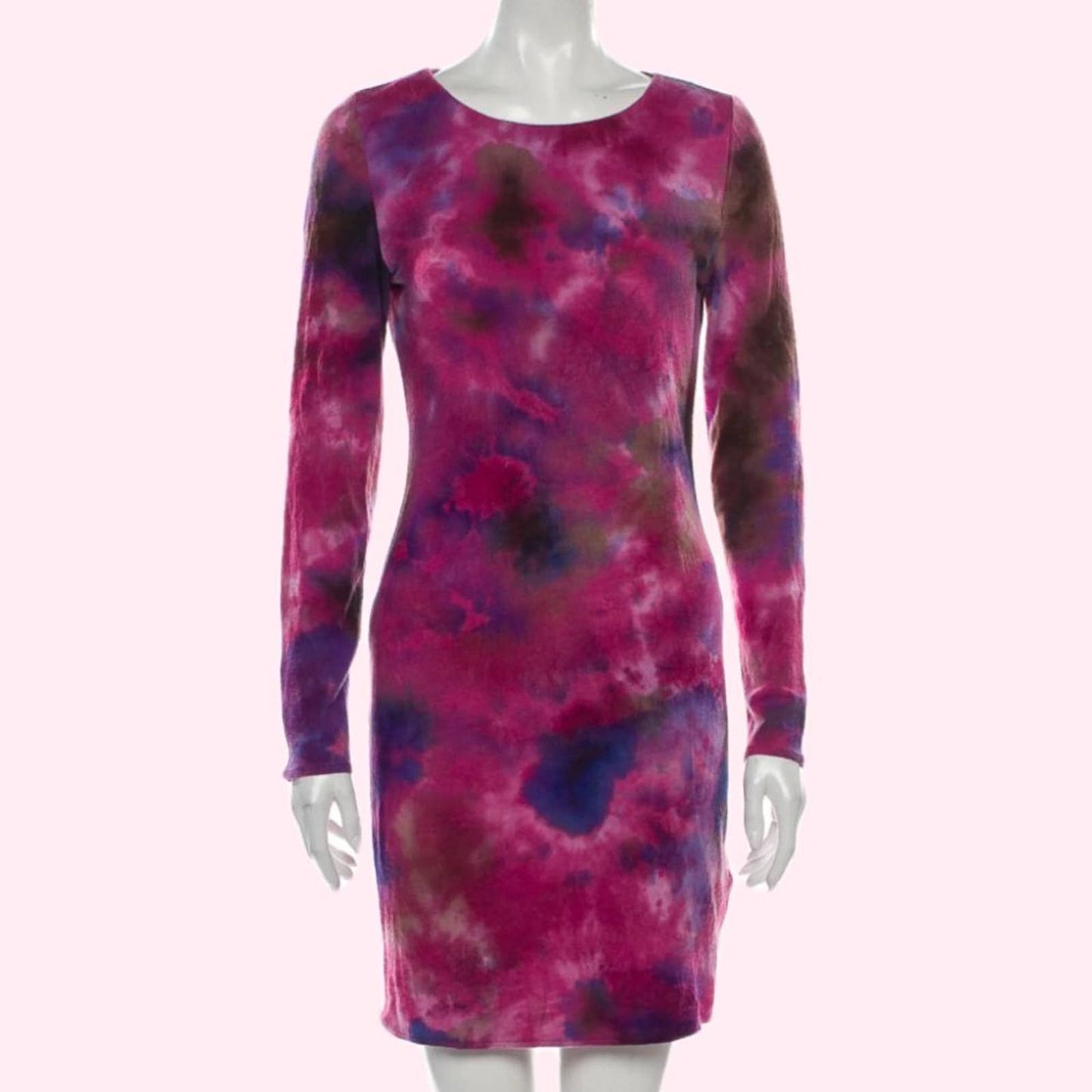 ALICE + OLIVIA Pink Tie-Dye Print Long Sleeve Dress