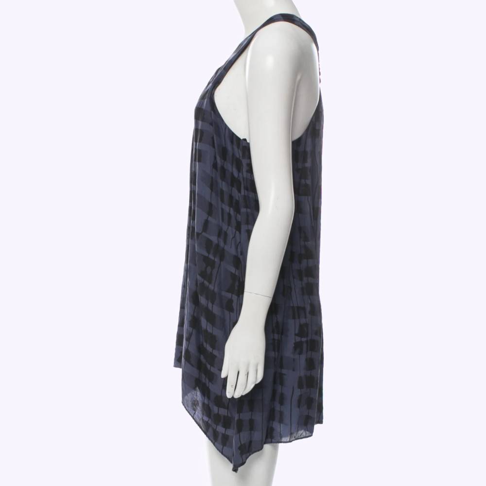 ALICE + OLIVIA Indigo and Black Printed Silk Sleeveless Tank Dress