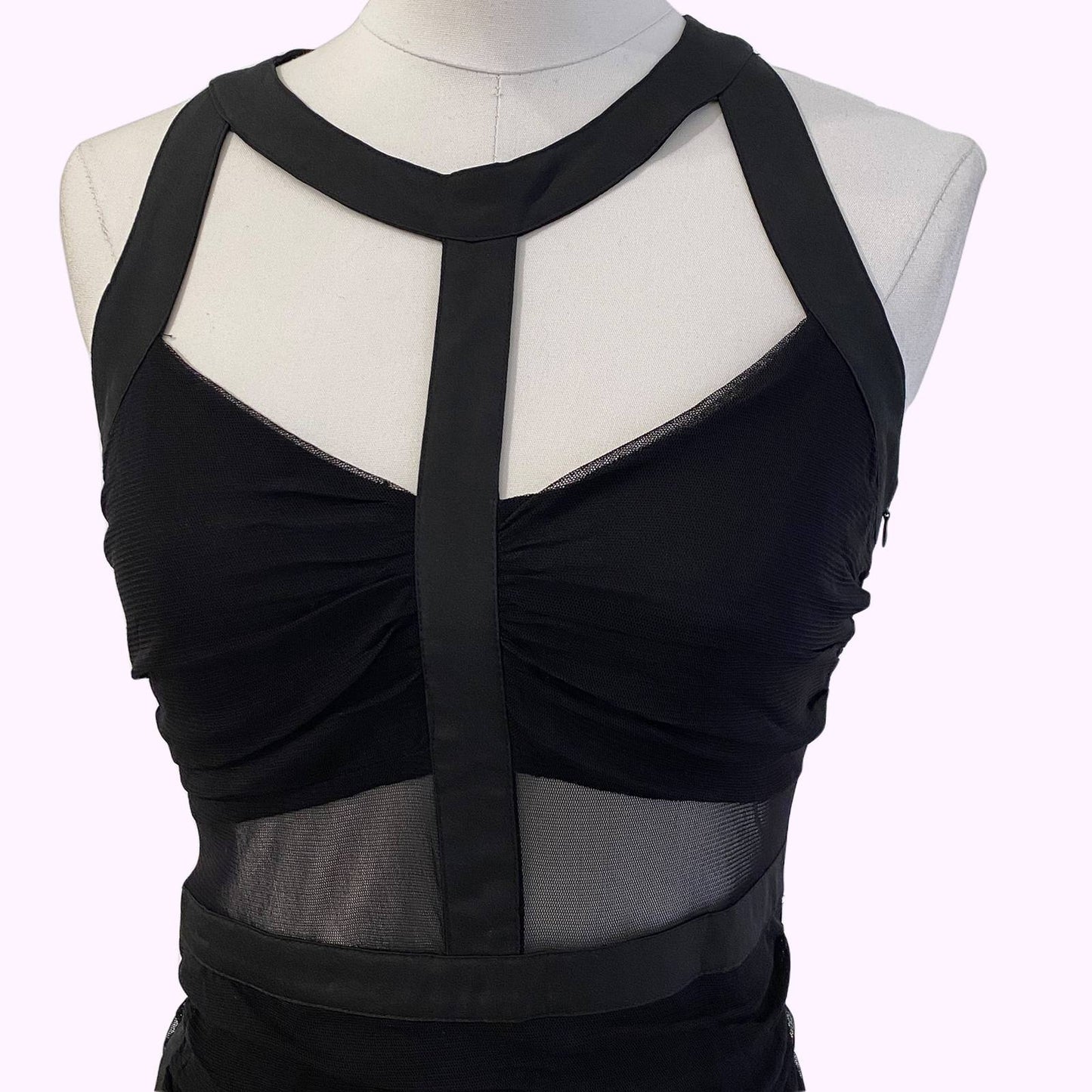 LOVEY DOVEY Black Bodycon Cut Out Dress with Mesh Details