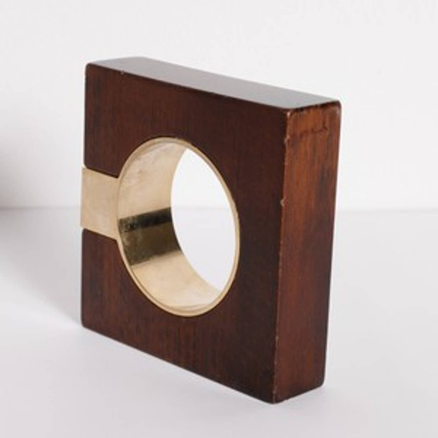 GIVENCHY PARIS Dark Wood with Gold Accents Square Bangle Bracelet