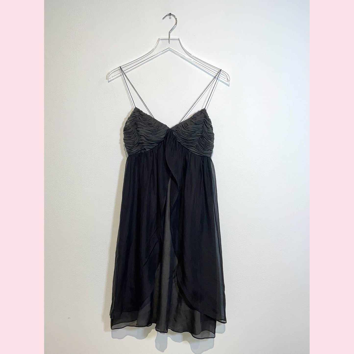 CATHERINE MALANDRINO Black Draped Silk Cocktail Dress
