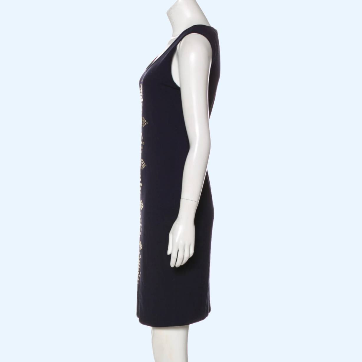 CARMEN MARC VALVO Black and Gold Embellished Sleeveless Tank Dress