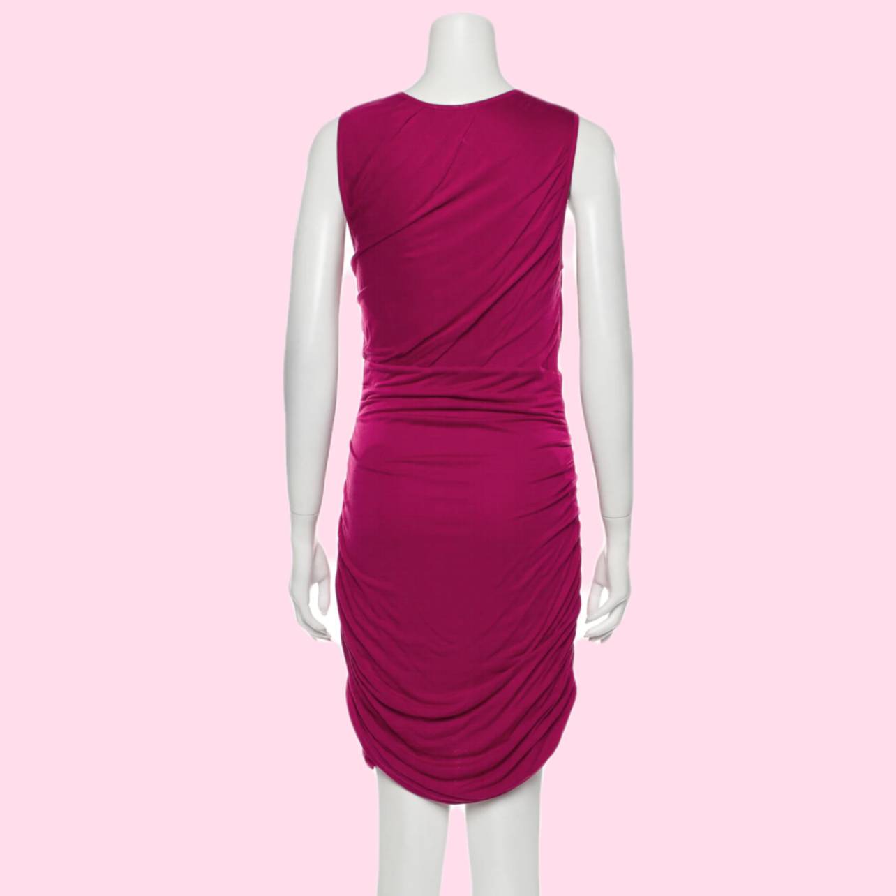DIANE VON FURSTENBERG Magenta Pink Scoop Neck Knee Length Dress
