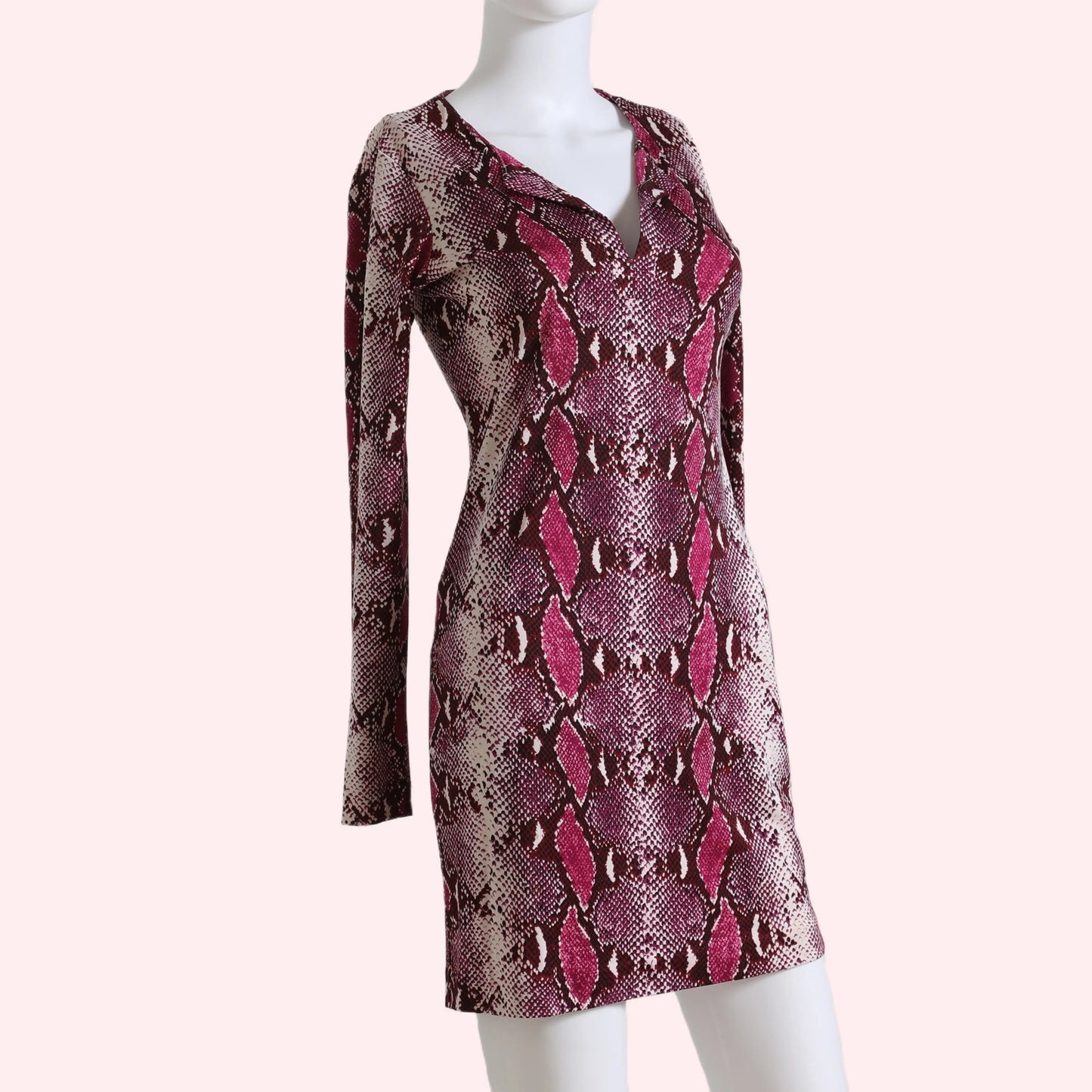 DIANE VON FURSTENBERG Pink Silk Python Snake Animal Print Mini Dress