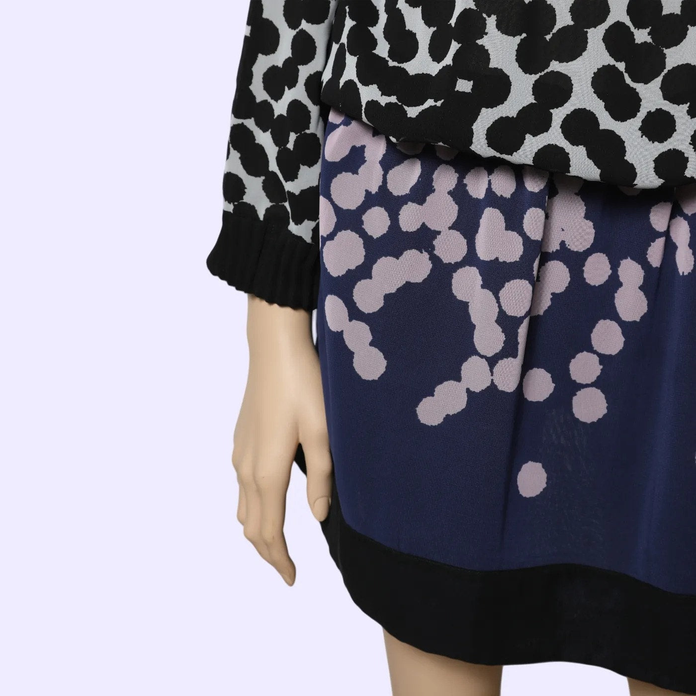 DIANE VON FURSTENBERG Multicolor Abstract Print Pleated Blouson Mini Dress