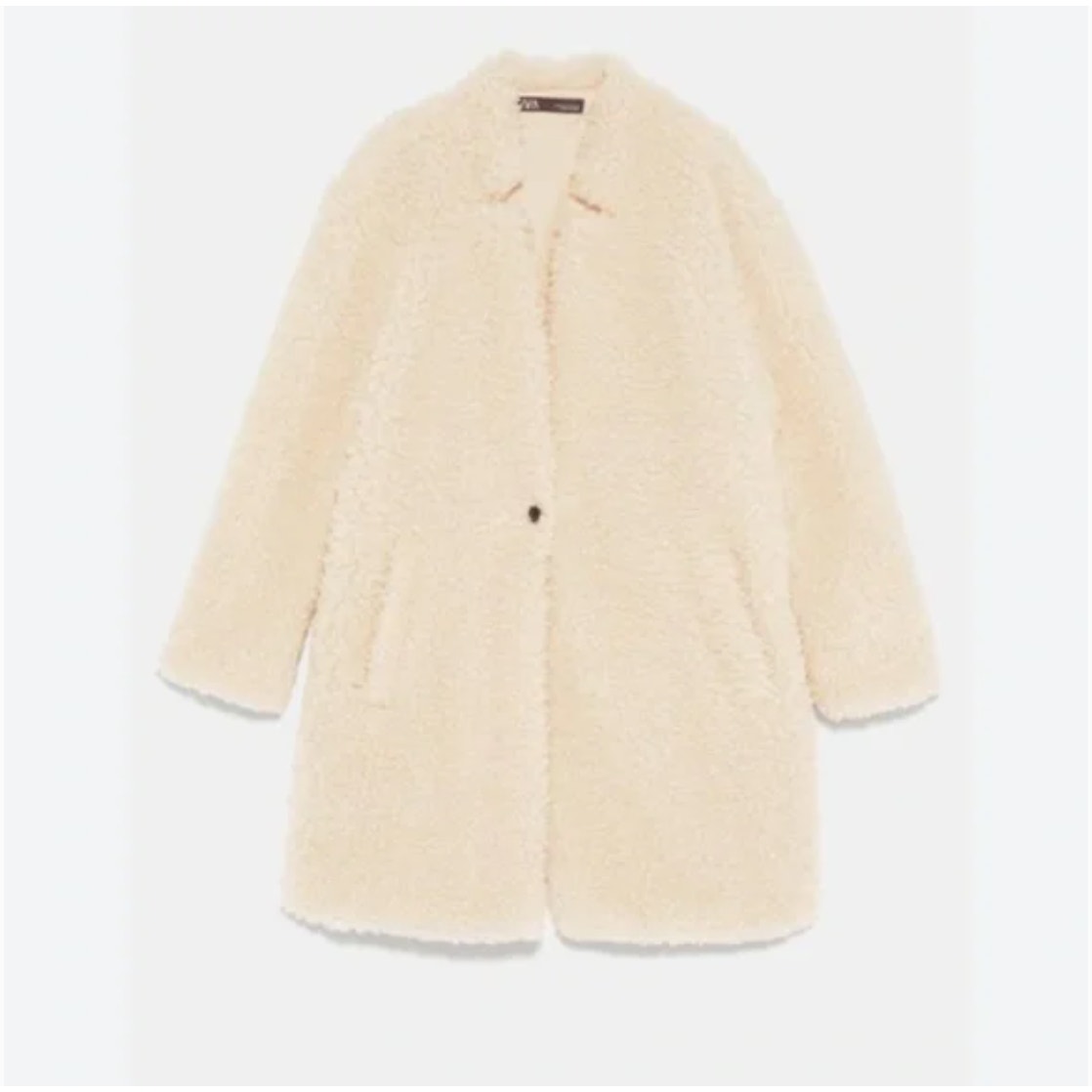 ZARA Ivory Shearling Oversized Jacket Beige