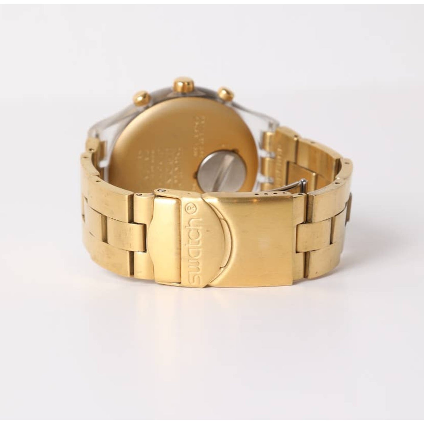 SWATCH Rare Vintage Y2K Gold Chronograph Watch With Rhinestones